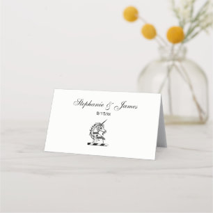 Heraldic Unicorn Head Coat of Arms Emblem Place Card