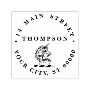 Heraldic Unicorn Head Coat of Arms Emblem Self-inking Stamp