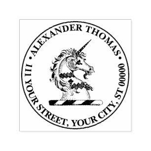 Heraldic Unicorn Head Coat of Arms Emblem Self-inking Stamp