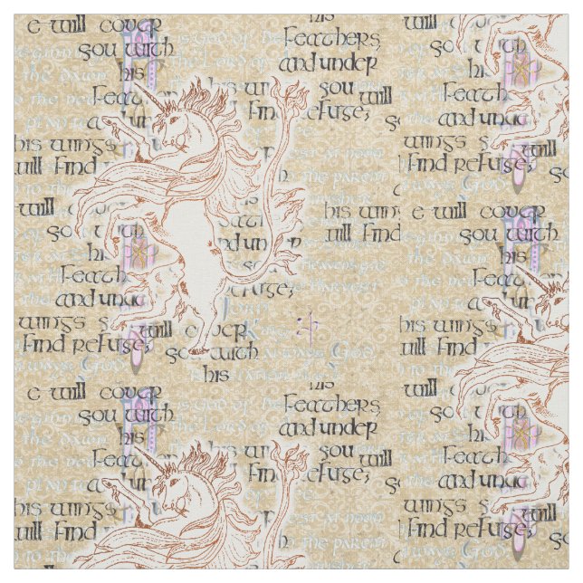 Heraldic Unicorn Rampant Fabric (Swatch)