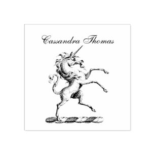 Heraldic Unicorn Rearing Coat of Arms Emblem Rubber Stamp