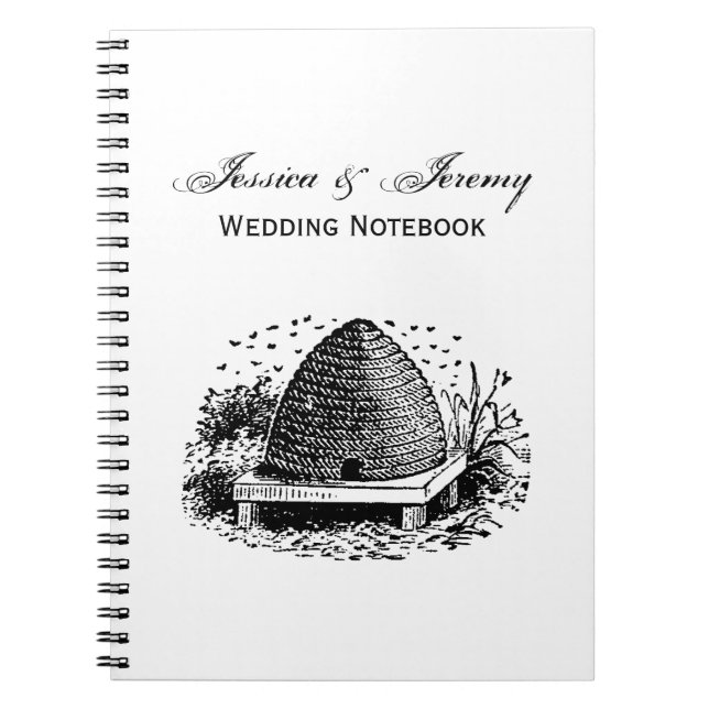 Heraldic Vintage Bees and Bee Hive #1 Notebook (Front)