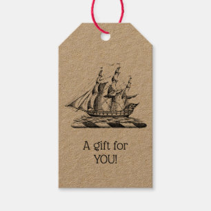 Heraldic Vintage Nautical Clipper Ship Crest Gift Tags