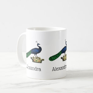 Heraldic Vintage Stylised Peacock on Crown C Coffee Mug