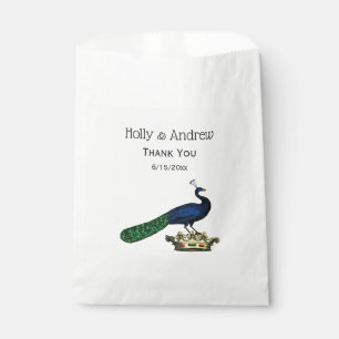 Heraldic Vintage Stylised Peacock on Crown C Favour Bags