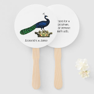 Heraldic Vintage Stylised Peacock on Crown C Hand Fan