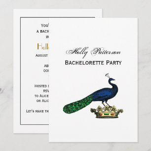 Heraldic Vintage Stylised Peacock on Crown C Invitation