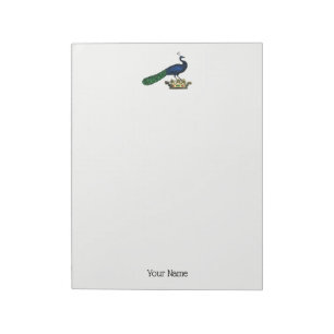 Heraldic Vintage Stylised Peacock on Crown C Notepad