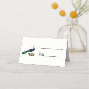 Heraldic Vintage Stylised Peacock on Crown C Place Card