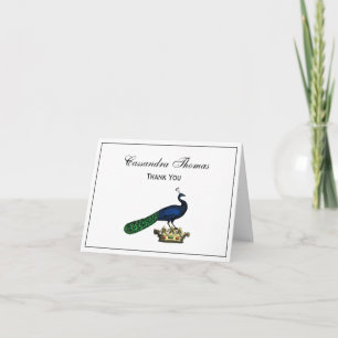 Heraldic Vintage Stylised Peacock on Crown C Thank You Card
