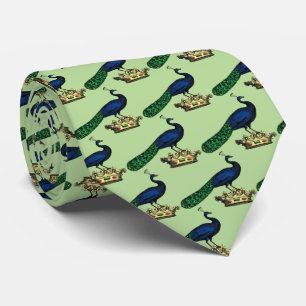 Heraldic Vintage Stylized Peacock on Crown C Tie