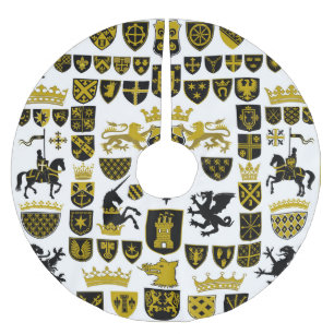 Heraldry crests, symbolic designs. brushed polyester tree skirt