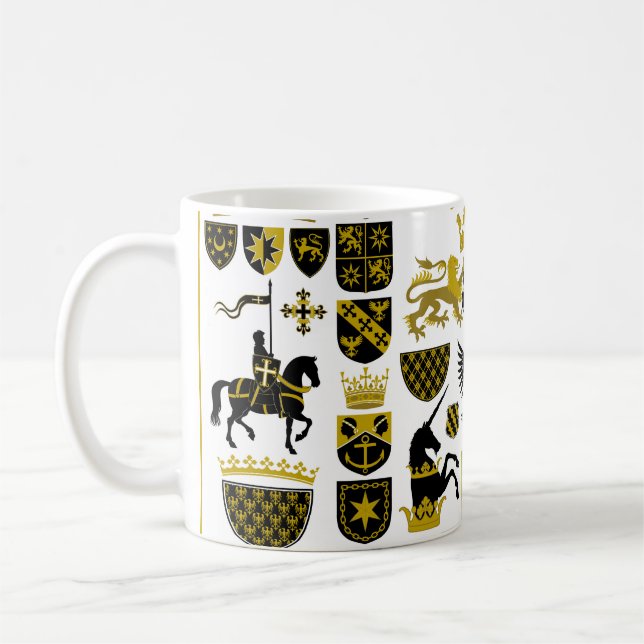 Heraldry crests, symbolic designs. coffee mug (Left)