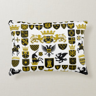Heraldry crests, symbolic designs. decorative cushion