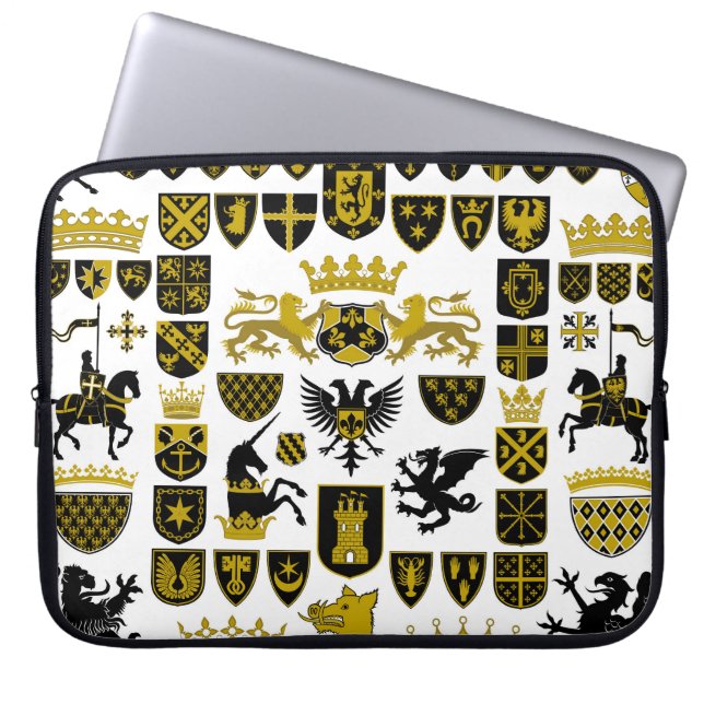 Heraldry crests, symbolic designs. laptop sleeve (Front)