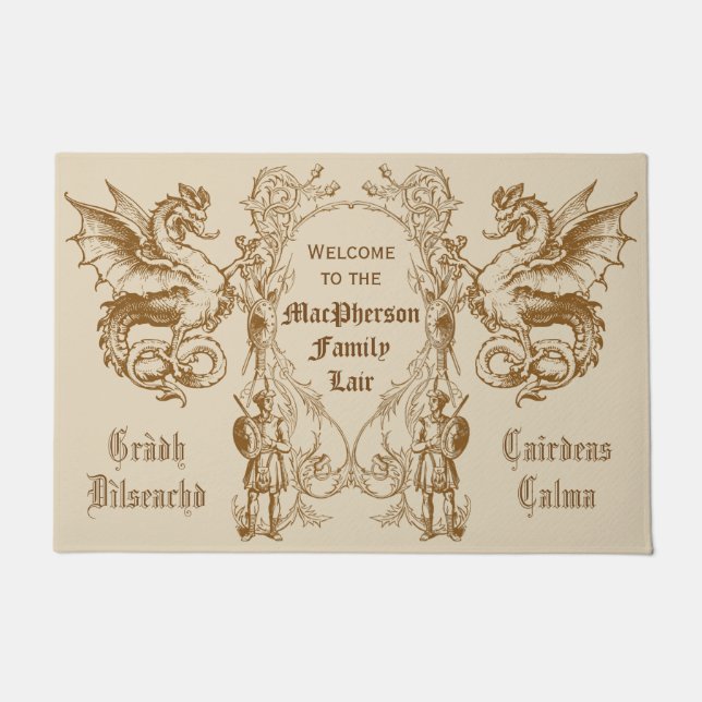 Heraldry Dragon Scottish Clansman Warrior Frame Doormat (Front)