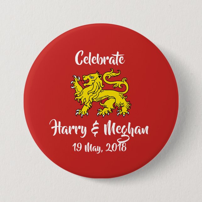 Heraldry Lion Royal Wedding Keepsake Button (Front)