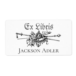 Heraldry Swords Personalised Ex Libris Bookplate
