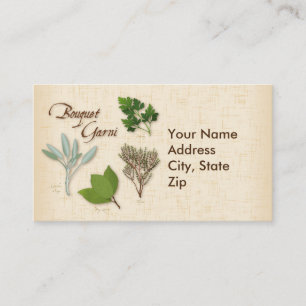 Herb Bouquet Recipe, Bay, Thyme, Sage, Parsley Business Card