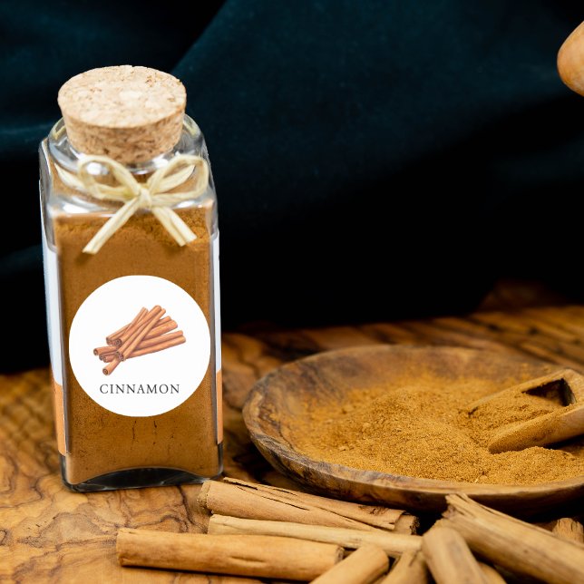 Herb Cinnamon Watercolor  Classic Round Sticker (Herb Cinnamon Watercolor Classic Round Sticker)