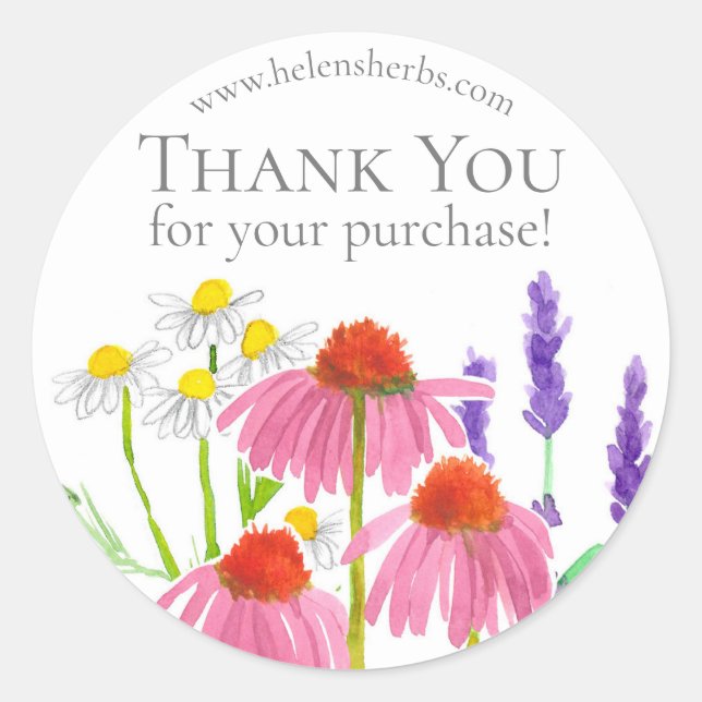 Herb Farm Garden Thank You For Your Purchase Classic Round Sticker (Front)