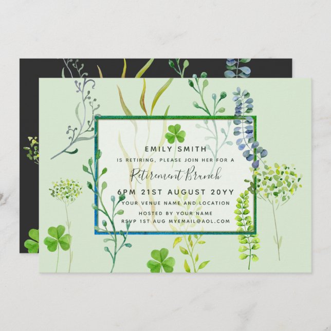 Herb Garden Retirement Invitations Watercolor (Front/Back)