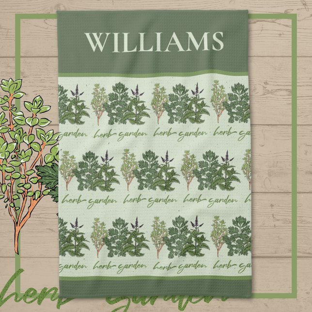 Herb Garden  Tea Towel (Herb Garden Kitchen Towel)