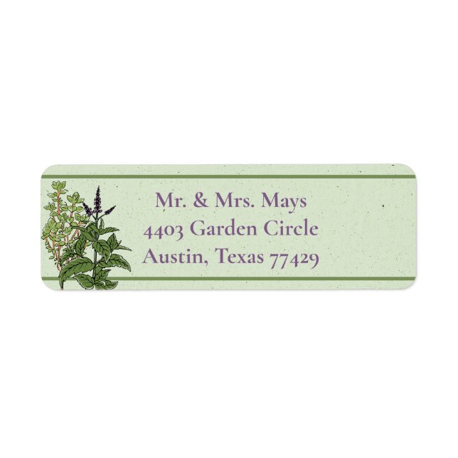 Herb Green Garden Return Address Label (Front)