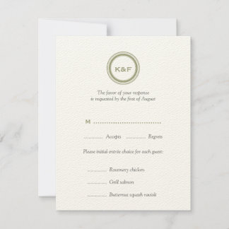 Herb green initials wedding RSVP response card