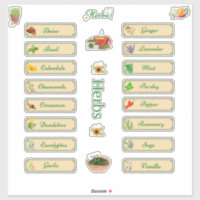 Herb Labels Name & Picture Extra Bonus stickers