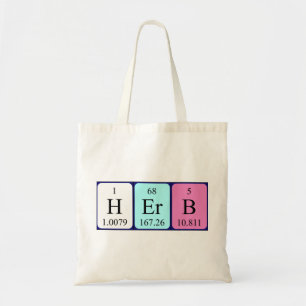 Herb periodic table name tote bag