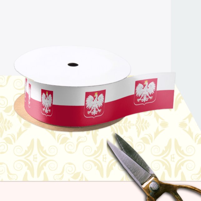 Herb Polski, Eagle & Polish Flag, Poland / sports Satin Ribbon (Creator Uploaded)