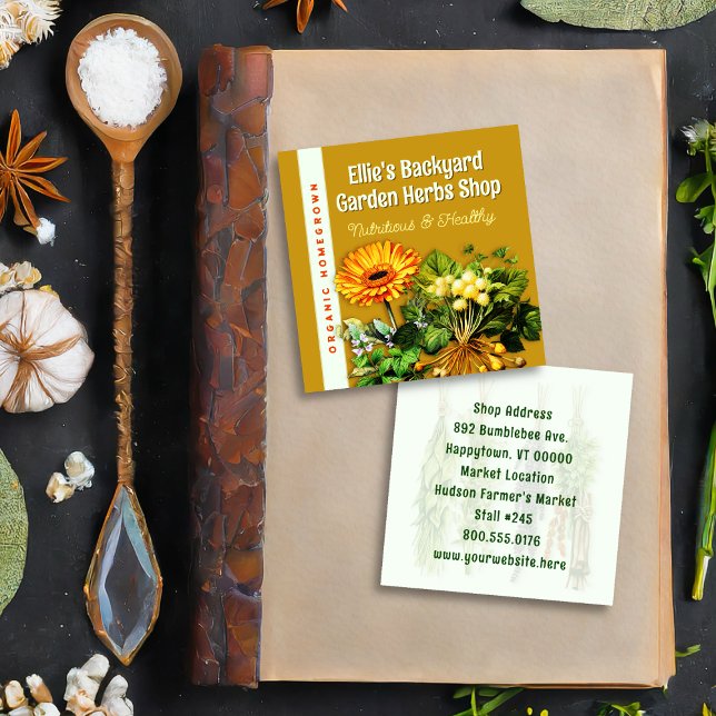 Herb Shop Double Sided Square Business Card (Creator Uploaded)