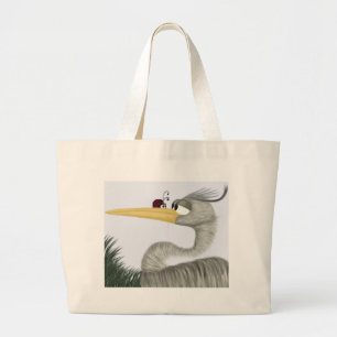 Herb The Heron And His Visitor Large Tote Bag