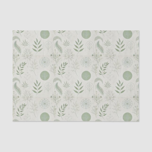 Herbal Elements in Sage Green Tissue Paper (Front)