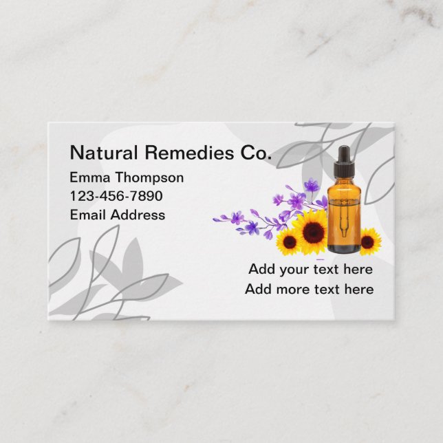 Herbal Essential Oils Theme Business Cards (Front)