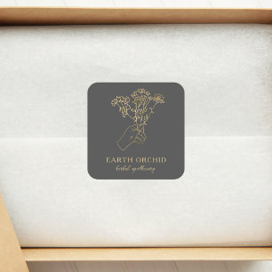 Herbal + Floral Apothecary Gold Square Sticker