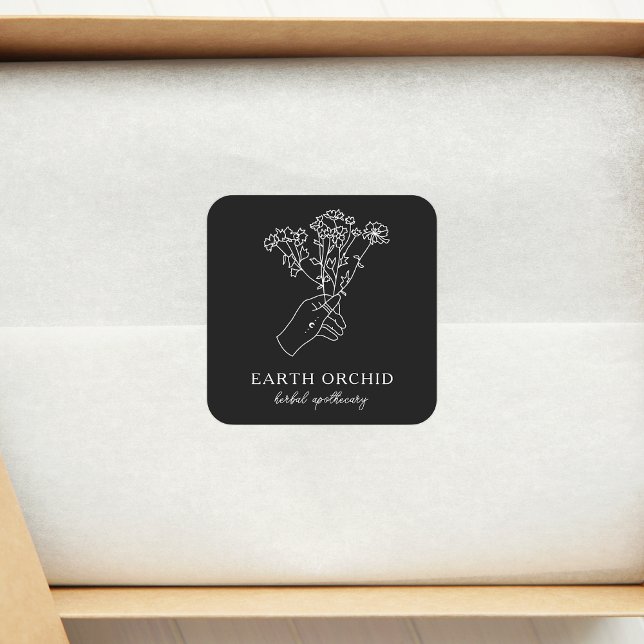 Herbal + Floral Apothecary Gold Square Sticker (Creator Uploaded)