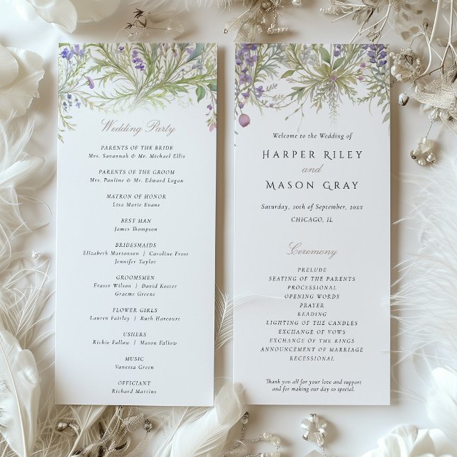 Herbal Garden Wedding Program Pastel Colours Invitation (Creator Uploaded)