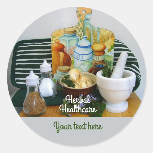 Herbal Healthcare Classic Round Sticker (Front)