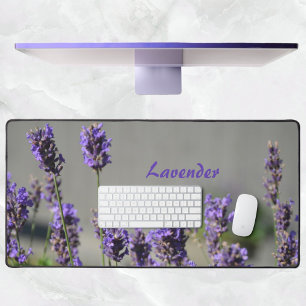 Herbal Lavender Photographic Floral Grey Desk Mat