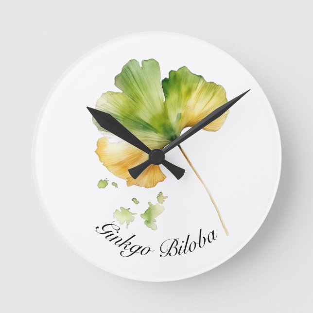 Herbal Life: Ginkgo Biloba customisable Round Clock (Front)