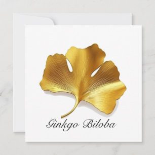 Herbal Life: Gold Ginkgo Biloba leaf customisable Invitation