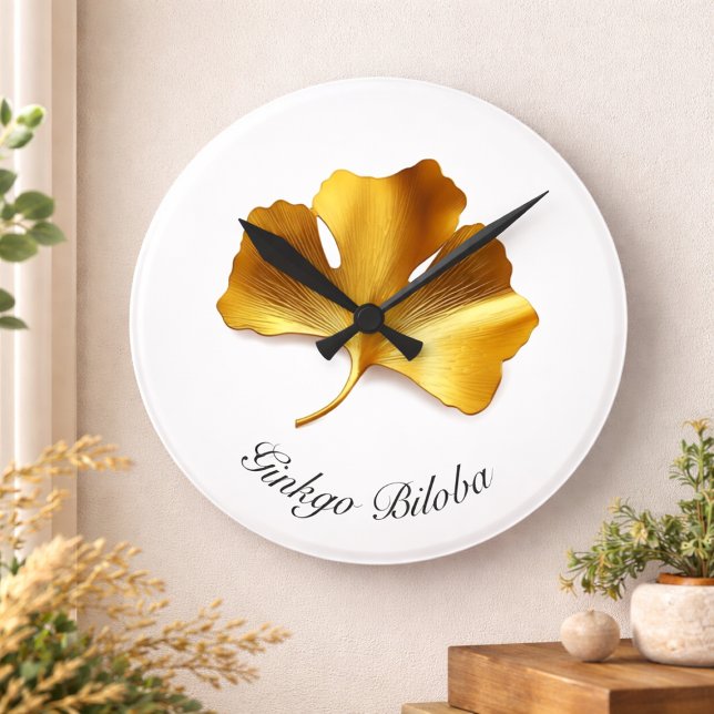 Herbal Life: Golden Ginkgo Biloba customisable Round Clock (Creator Uploaded)