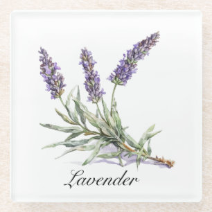 Herbal Life: Lavender, customisable Glass Coaster