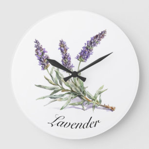 Herbal Life: Lavender, customisable  Large Clock