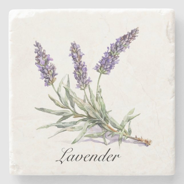 Herbal Life: Lavender, customisable  Stone Coaster (Front)