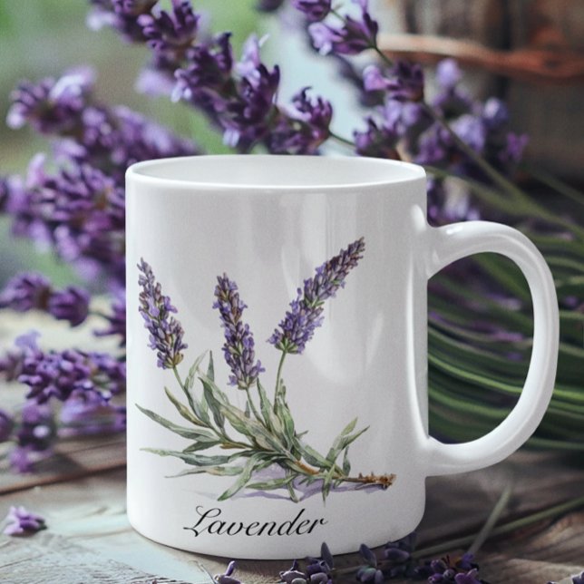 Herbal Life: Lavender, customisable  Two-Tone Coffee Mug (Creator Uploaded)