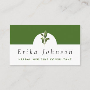 Herbal Medicine Consultant Minimalist Dark Green  Business Card