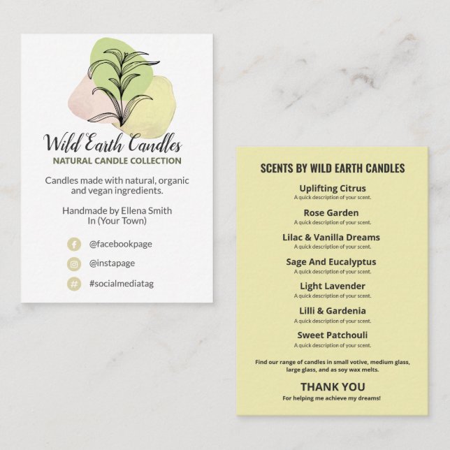 Herbal Natural Soap And Candle Product Range Card (Front/Back)